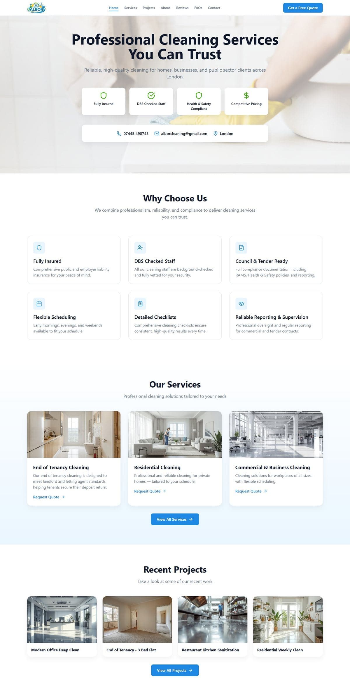 Albor Cleaning Services: Faqe biznesi