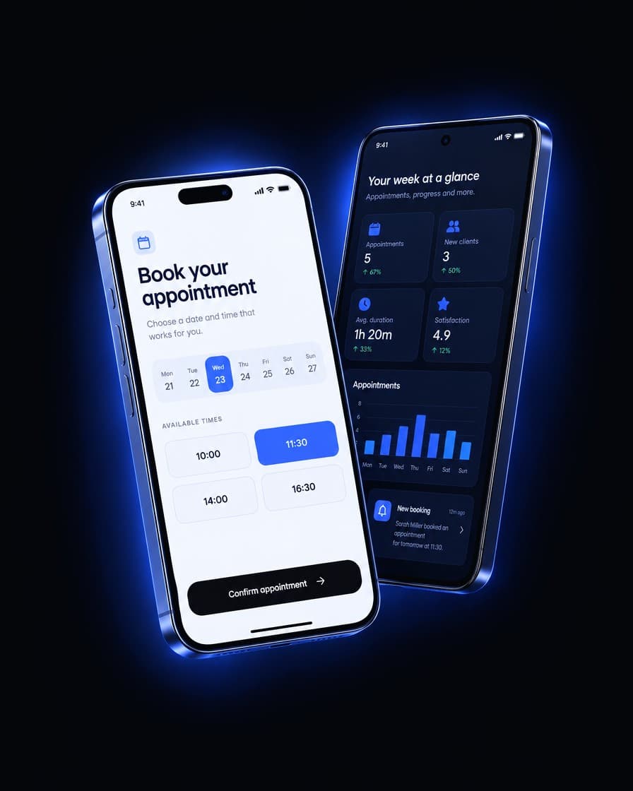 Aplikacion rezervimesh në iOS dhe Android: rezervimi i terminit dhe paneli i biznesit