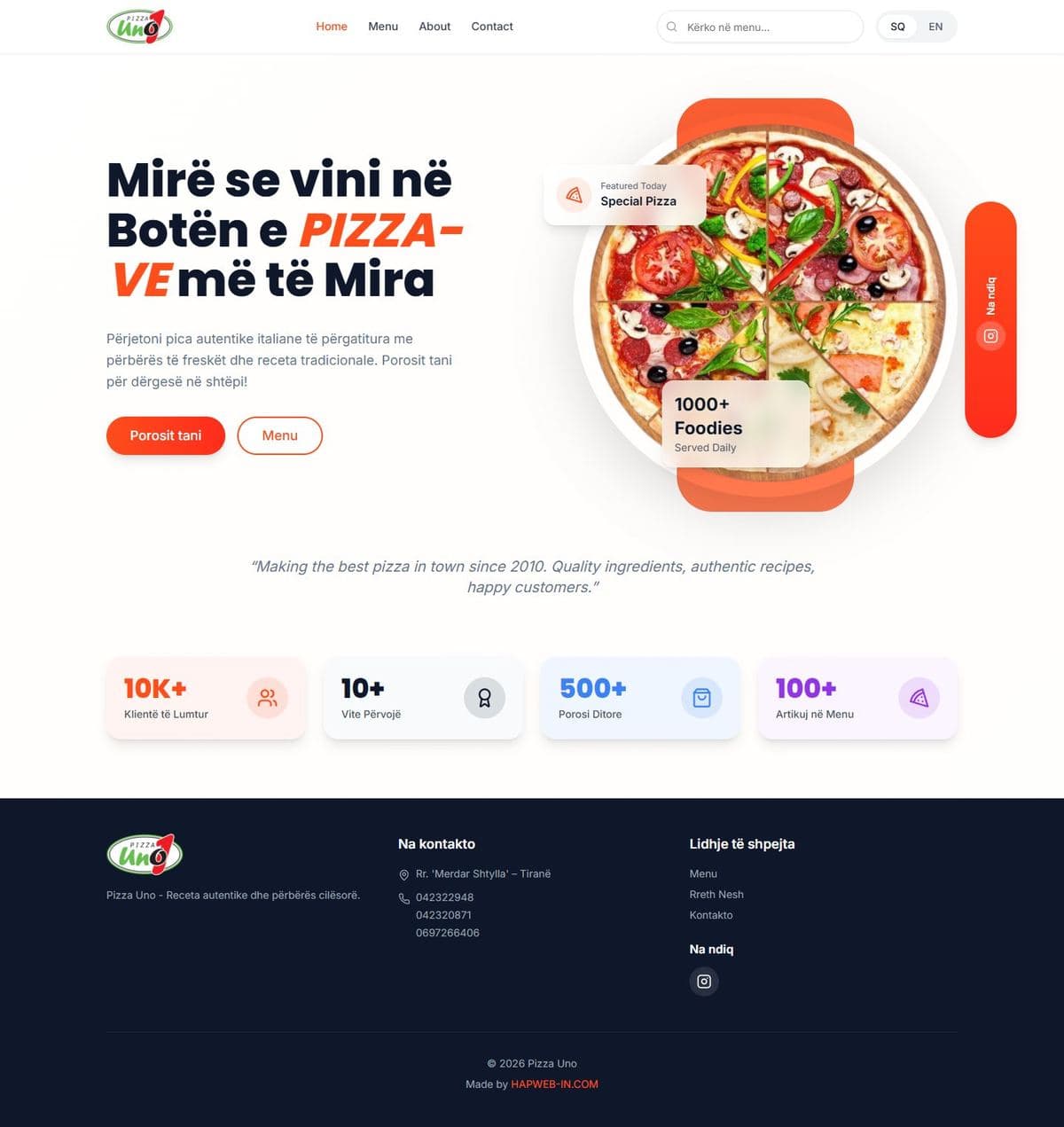 Pizza Uno: Menu dhe porosi online